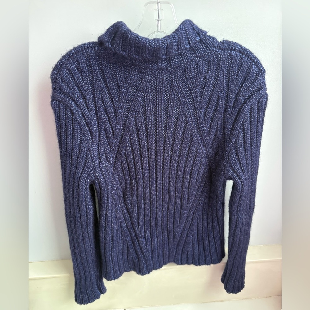 Tom Ford women’s Large silk, cashmere, mohair blend blue knit cowl neck sweater - Picture 6 of 13